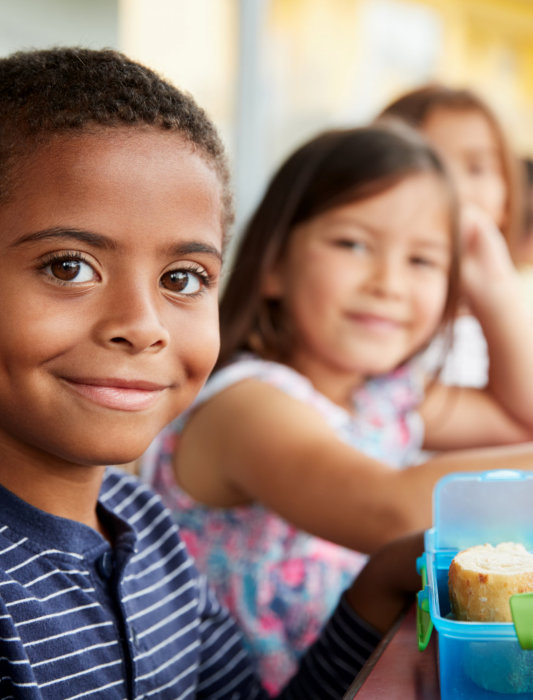 a group of children smiling