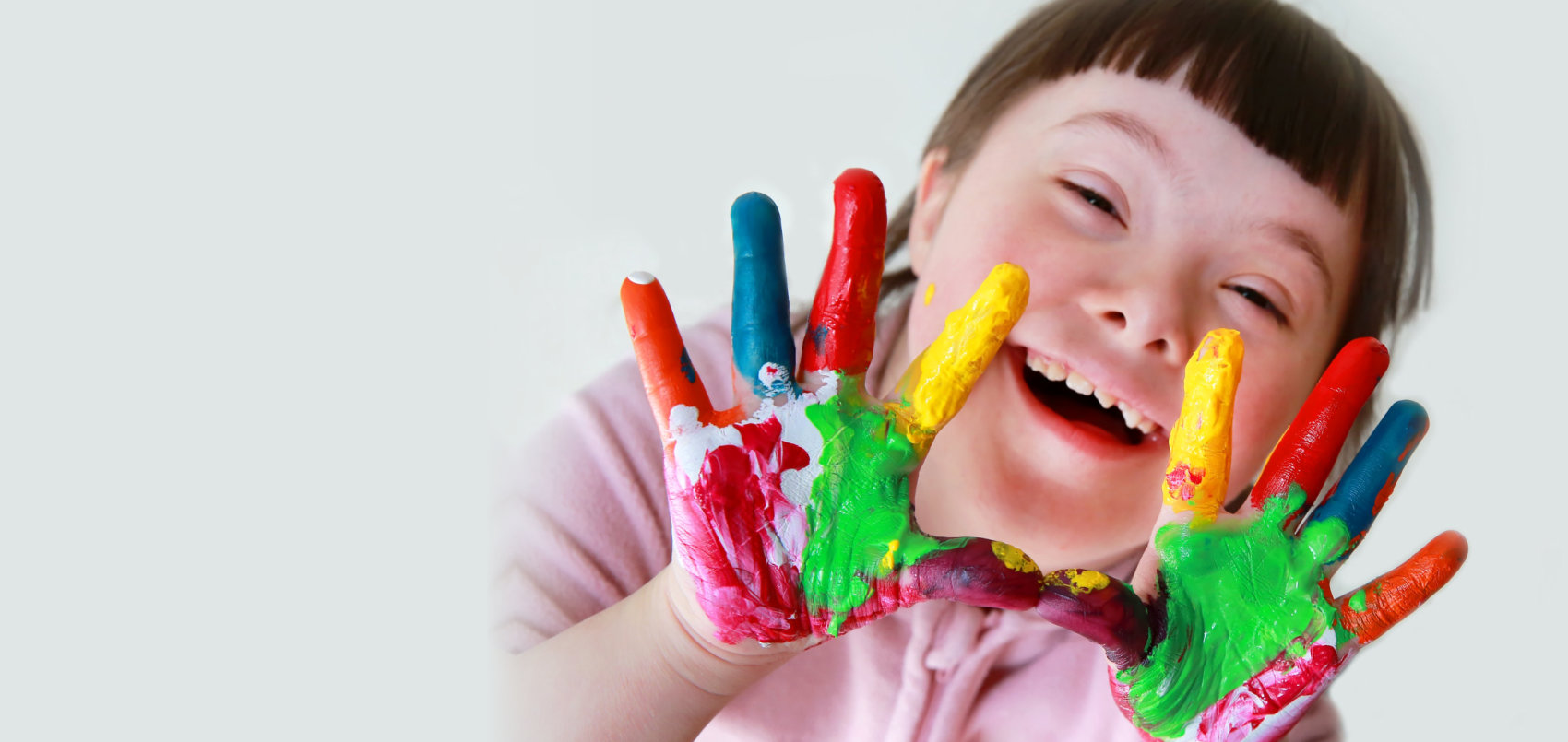 cute little girl with painted hands